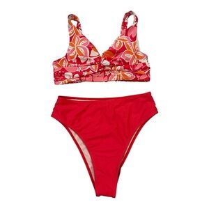 Hot pink Floral Bikini with padding